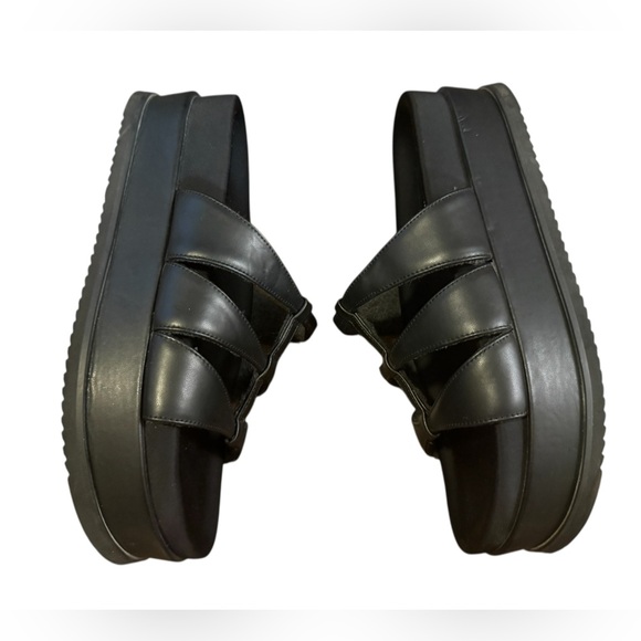 ROAM DEMI GLADIATOR STACK PLATFORM IN BLACK VEGAN LEATHER Size 10 - Picture 7 of 7